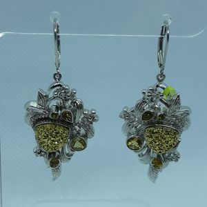 Genuine Gold Durzy & Citrine Sterling Silver Earri